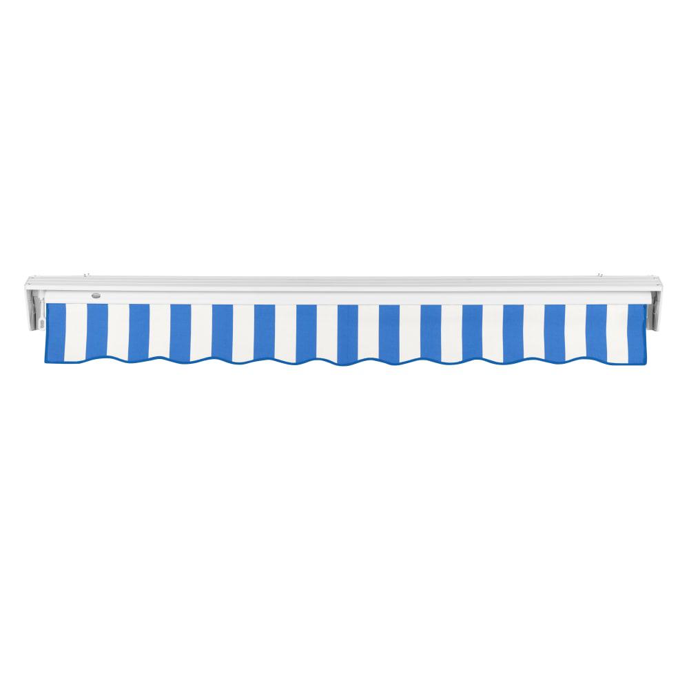 18' x 10' Destin Manual Patio Retractable Awning, Bright Blue/White Stripe. Picture 4