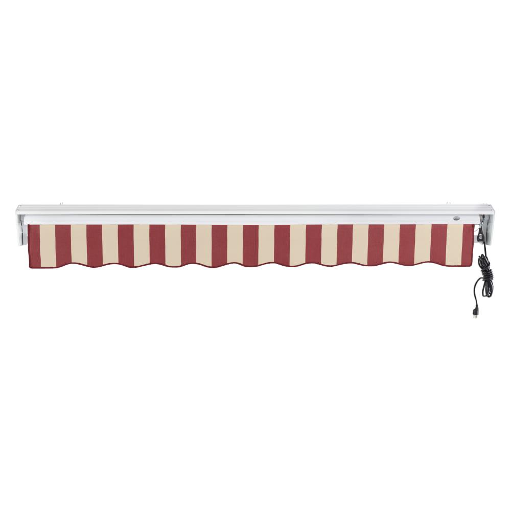 16' x 10' Destin Right Motorized Patio Retractable Awning, Burgundy/Tan Stripe. Picture 4