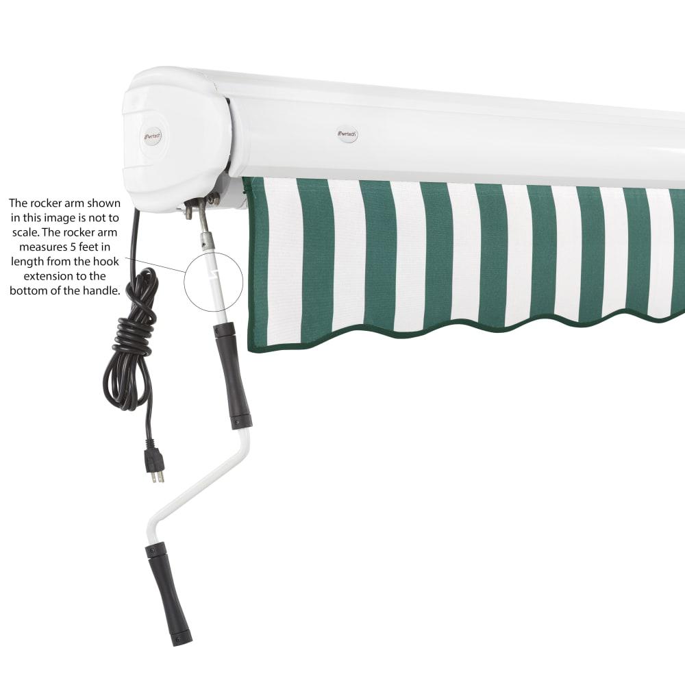 Full Cassette Left Motorized Patio Retractable Awning, Forest/White Stripe. Picture 6