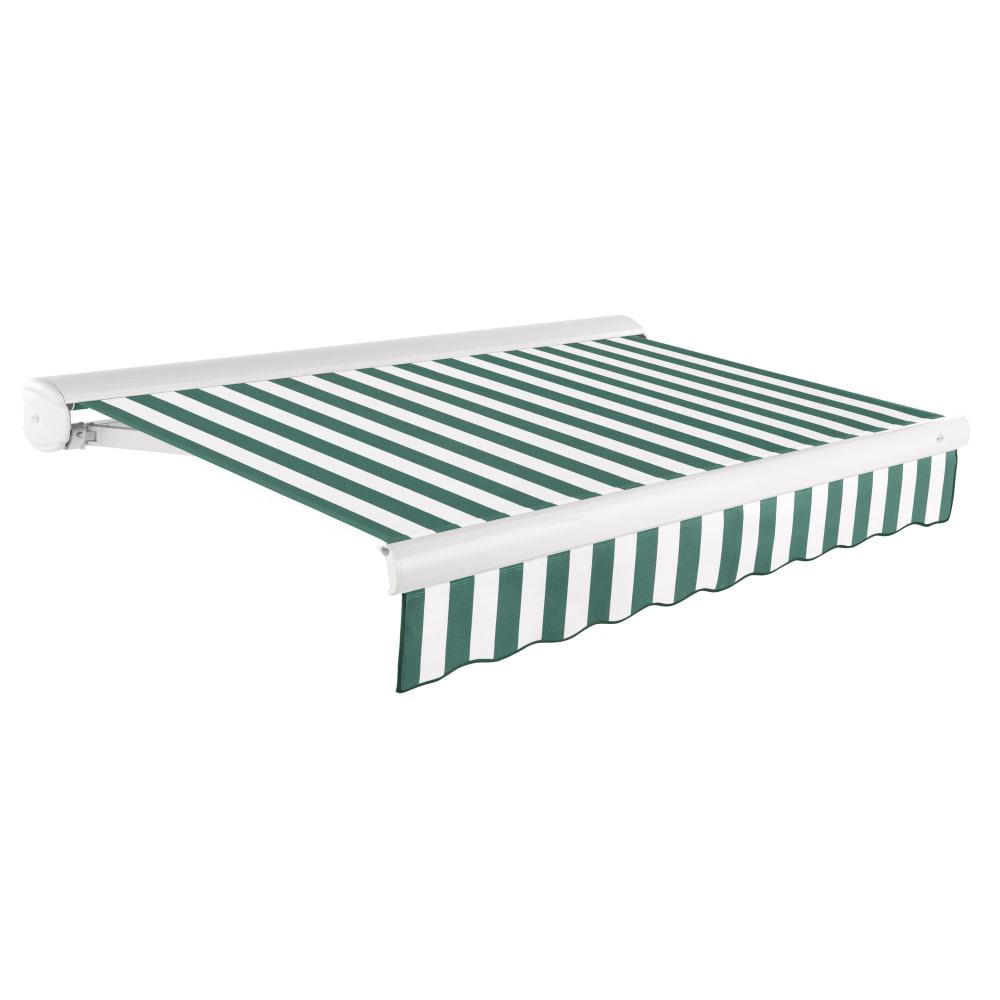 16' x 10' Full Cassette Manual Patio Retractable Awning, Forest/White Stripe. Picture 1