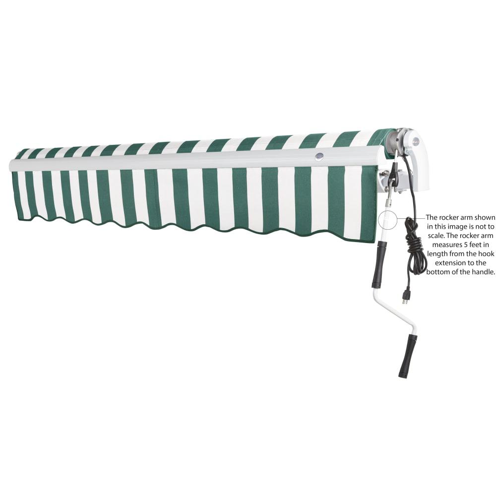 16' x 10' Maui Right Motorized Patio Retractable Awning, Forest/White Stripe. Picture 6