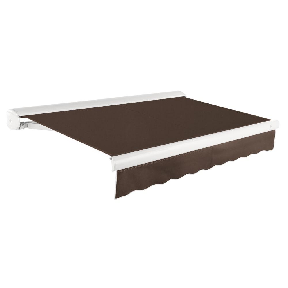 18' x 10' Full Cassette Manual Patio Retractable Awning Acrylic Fabric, Brown. Picture 1
