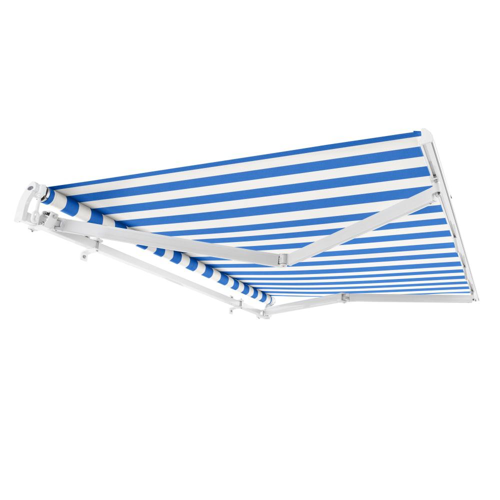 18' x 10' Maui Manual Patio Retractable Awning, Bright Blue/White Stripe. Picture 7
