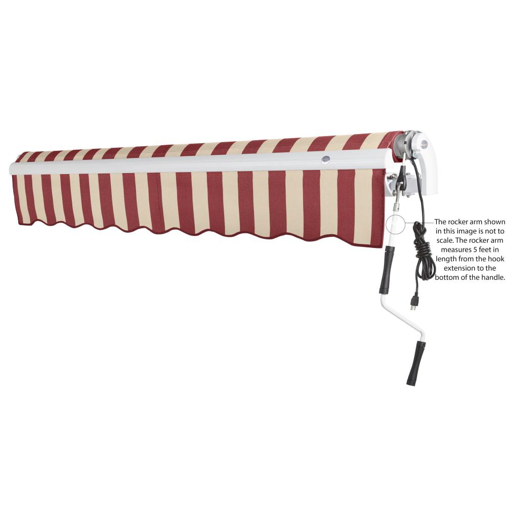 18' x 10' Maui Right Motorized Patio Retractable Awning, Burgundy/Tan Stripe. Picture 6