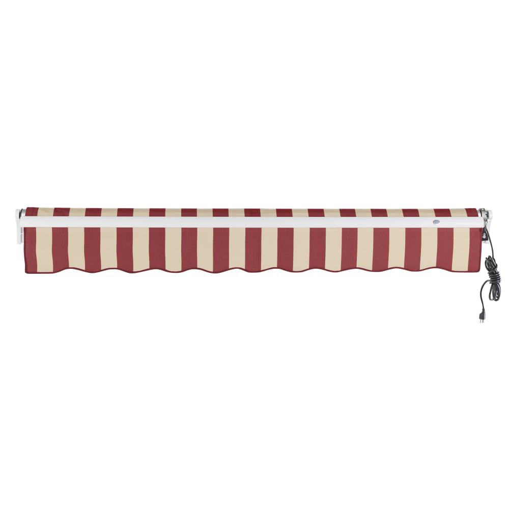 18' x 10' Maui Right Motorized Patio Retractable Awning, Burgundy/Tan Stripe. Picture 4