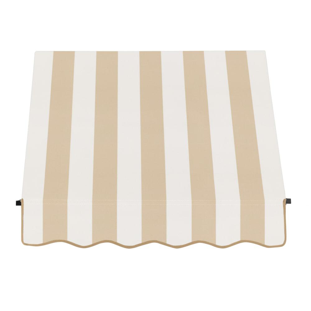 Awntech 3.375 ft Santa Fe Fixed Awning Acrylic Fabric, Linen/White Stripe. Picture 2