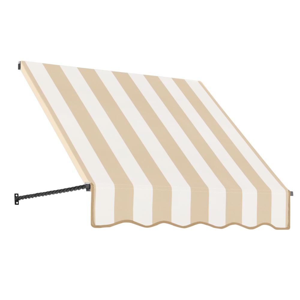 Awntech 3.375 ft Santa Fe Fixed Awning Acrylic Fabric, Linen/White Stripe. Picture 1