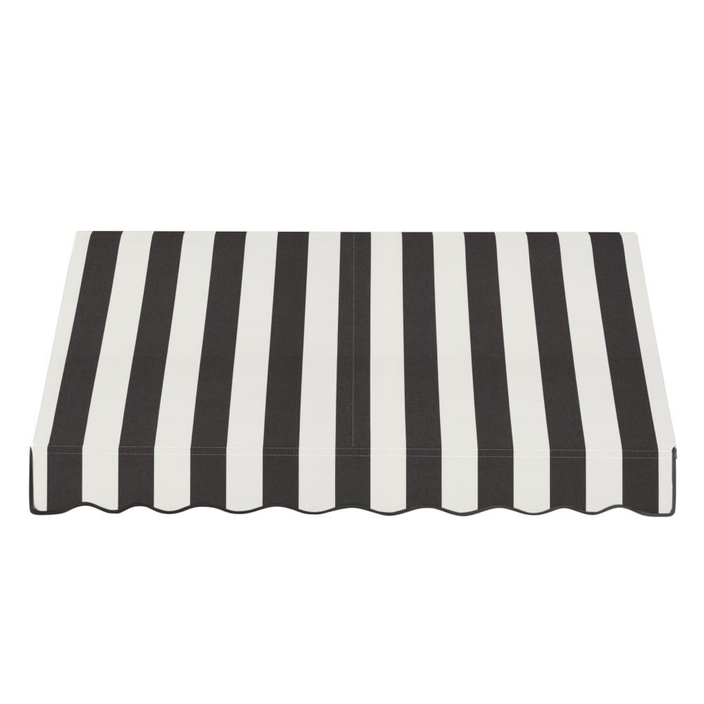 Awntech 5.375 ft Dallas Retro Fixed Awning Acrylic Fabric, Black/White Stripe. Picture 2