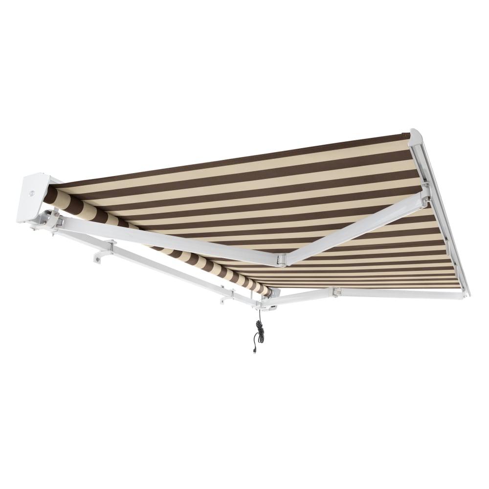 20' x 10' Destin Right Motorized Patio Retractable Awning, Brown/Tan Stripe. Picture 7