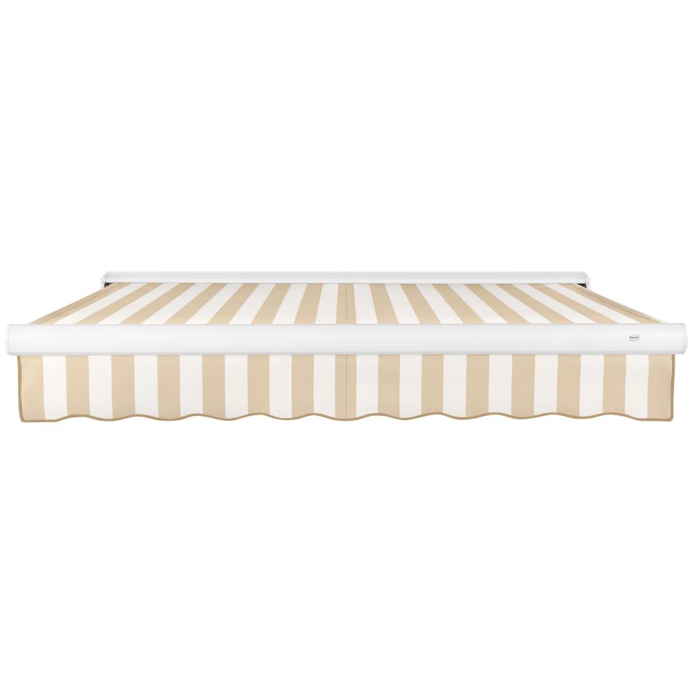 16' x 10' Full Cassette Manual Patio Retractable Awning, Linen/White Stripe. Picture 3