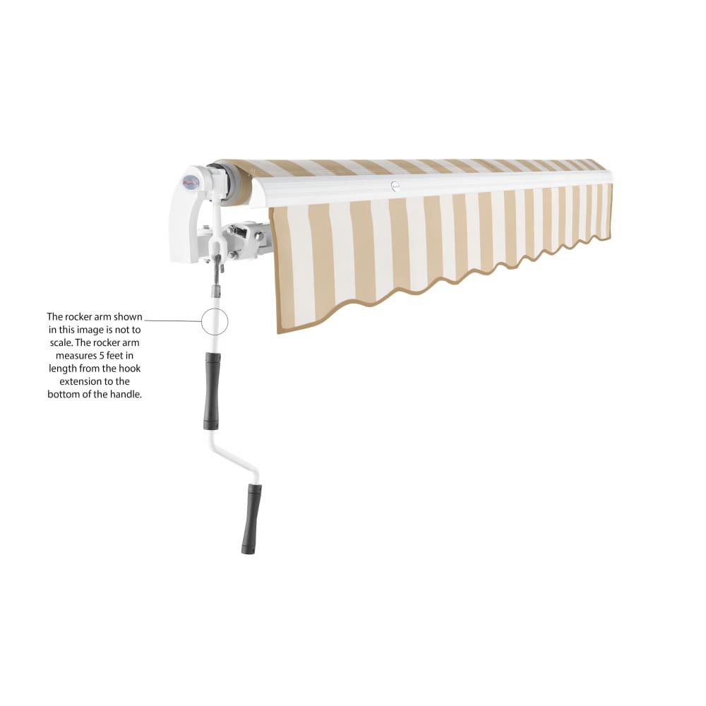8' x 6.5' Maui Manual Patio Retractable Awning, Linen/White Stripe. Picture 6