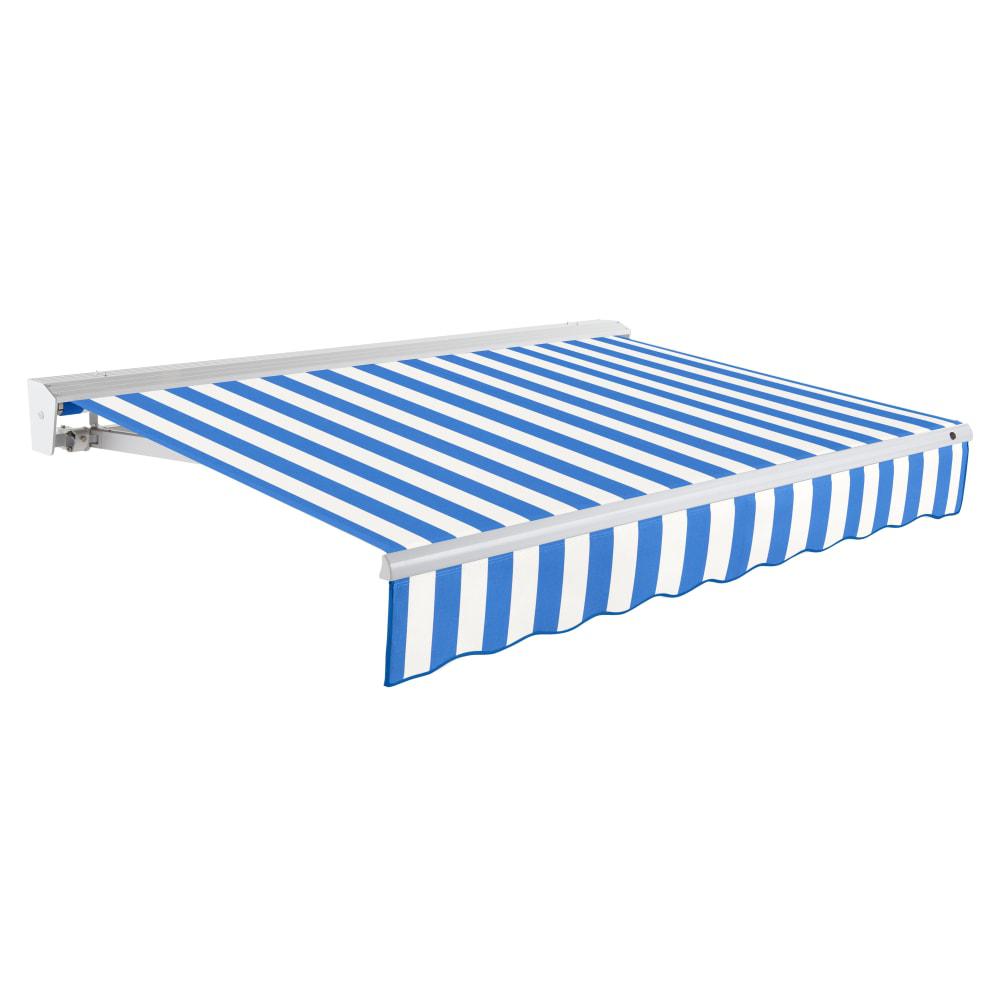 8' x 6.5' Destin Manual Patio Retractable Awning, Bright Blue/White Stripe. Picture 1
