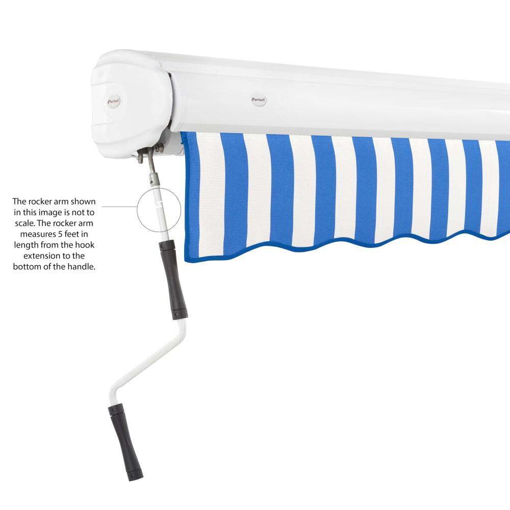 Full Cassette Manual Patio Retractable Awning, Bright Blue/White Stripe. Picture 6