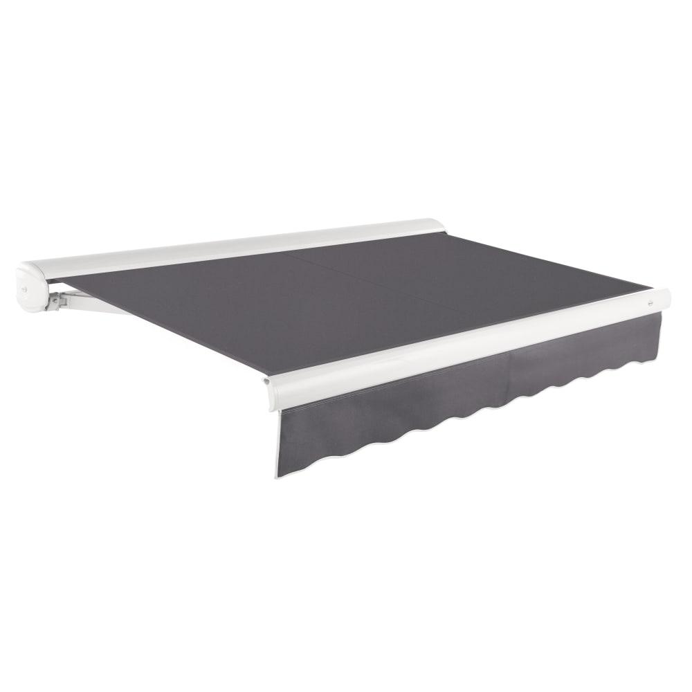 24' x 10' Full Cassette Manual Patio Retractable Awning Acrylic Fabric, Gunmetal. Picture 1