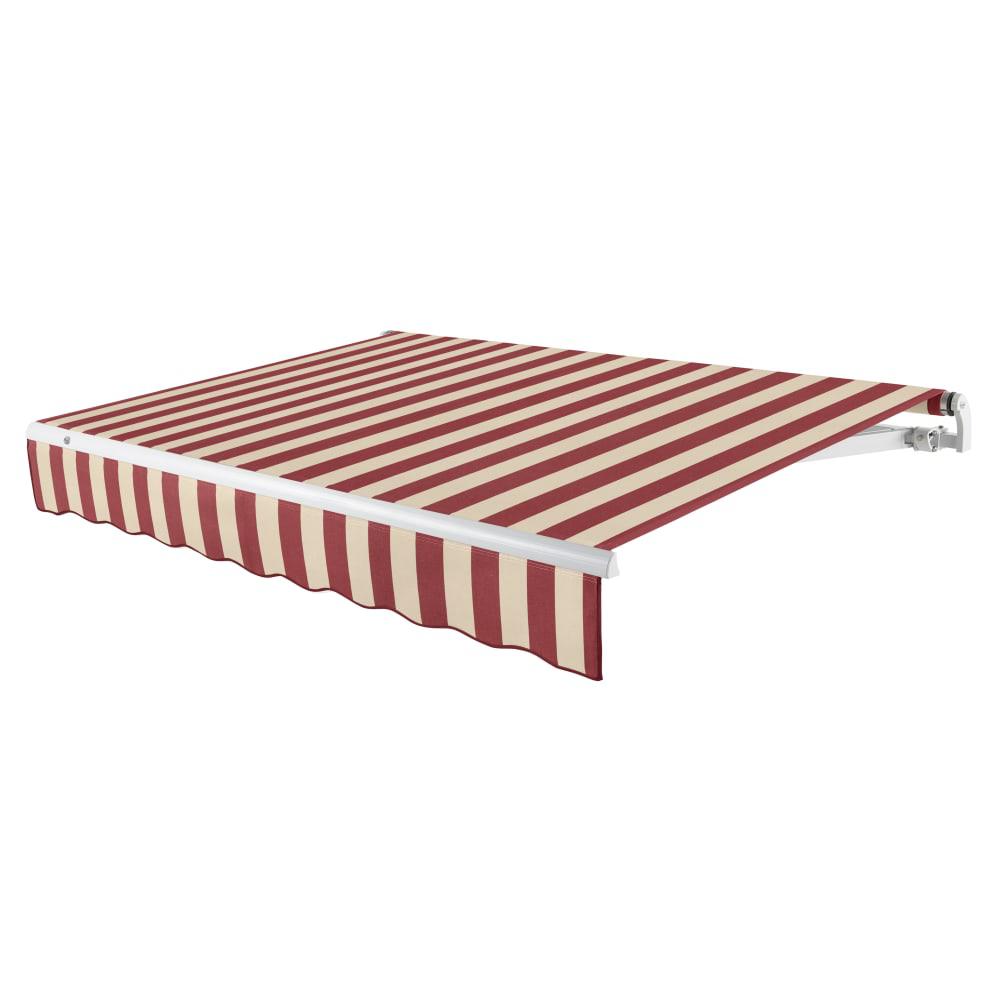 8' x 6.5' Maui Left Motorized Patio Retractable Awning, Burgundy/Tan Stripe. Picture 1