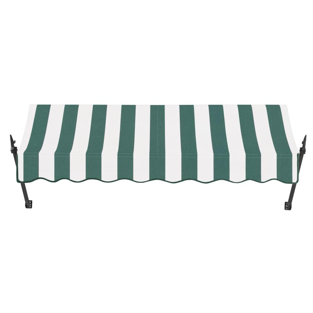 Awntech 5.375 ft New Orleans Fixed Awning Acrylic Fabric, Forest/White Stripe. Picture 2