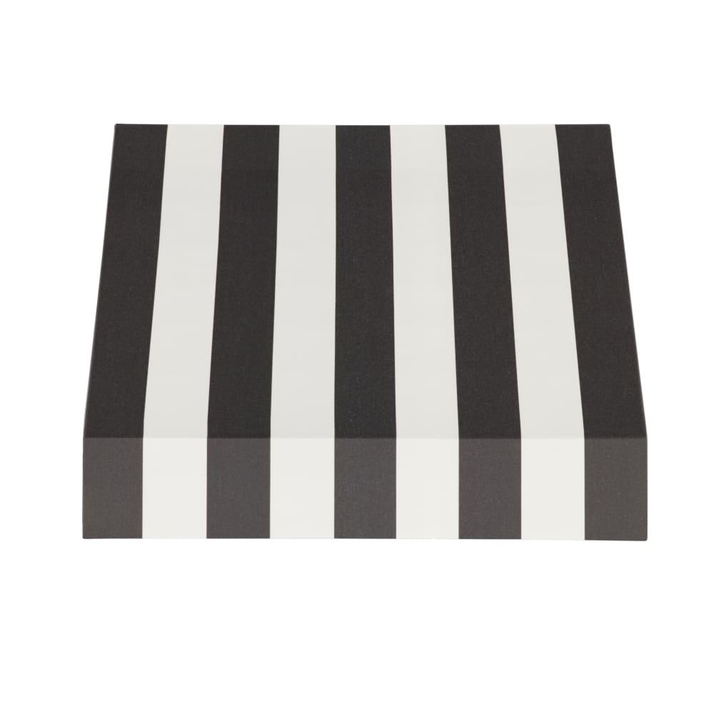 Awntech 3.375 ft New Yorker Fixed Awning Acrylic Fabric, Black/White Stripe. Picture 2