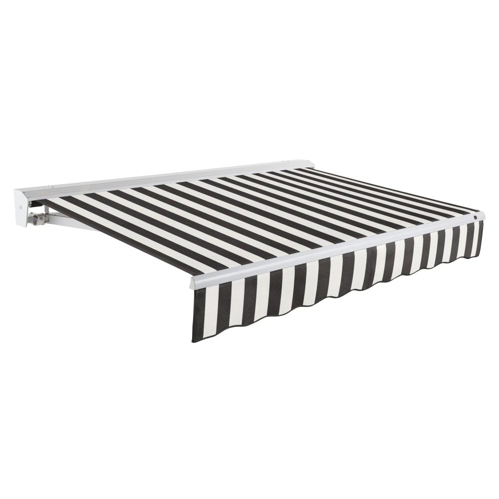 8' x 6.5' Destin Manual Patio Retractable Awning, Black/White Stripe. Picture 1