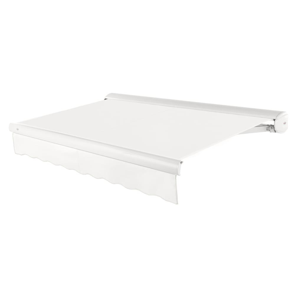 8' x 6.5' Full Cassette Left Motorized Patio Retractable Awning, White. Picture 1