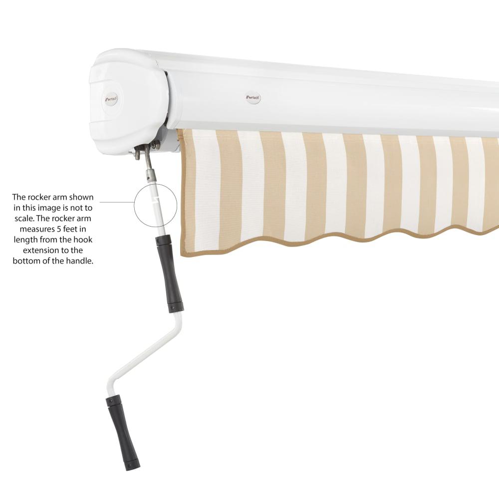 8' x 6.5' Full Cassette Manual Patio Retractable Awning, Linen/White Stripe. Picture 6