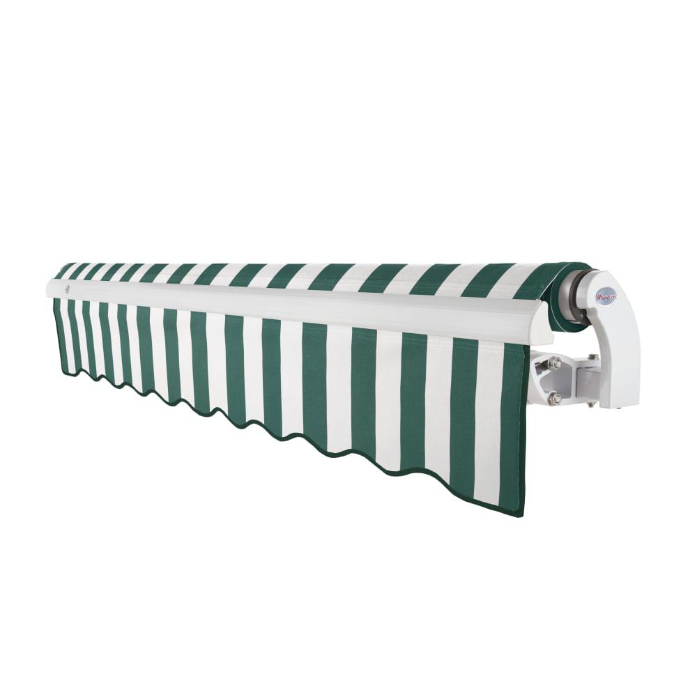 8' x 6.5' Maui Left Motorized Patio Retractable Awning, Forest/White Stripe. Picture 2
