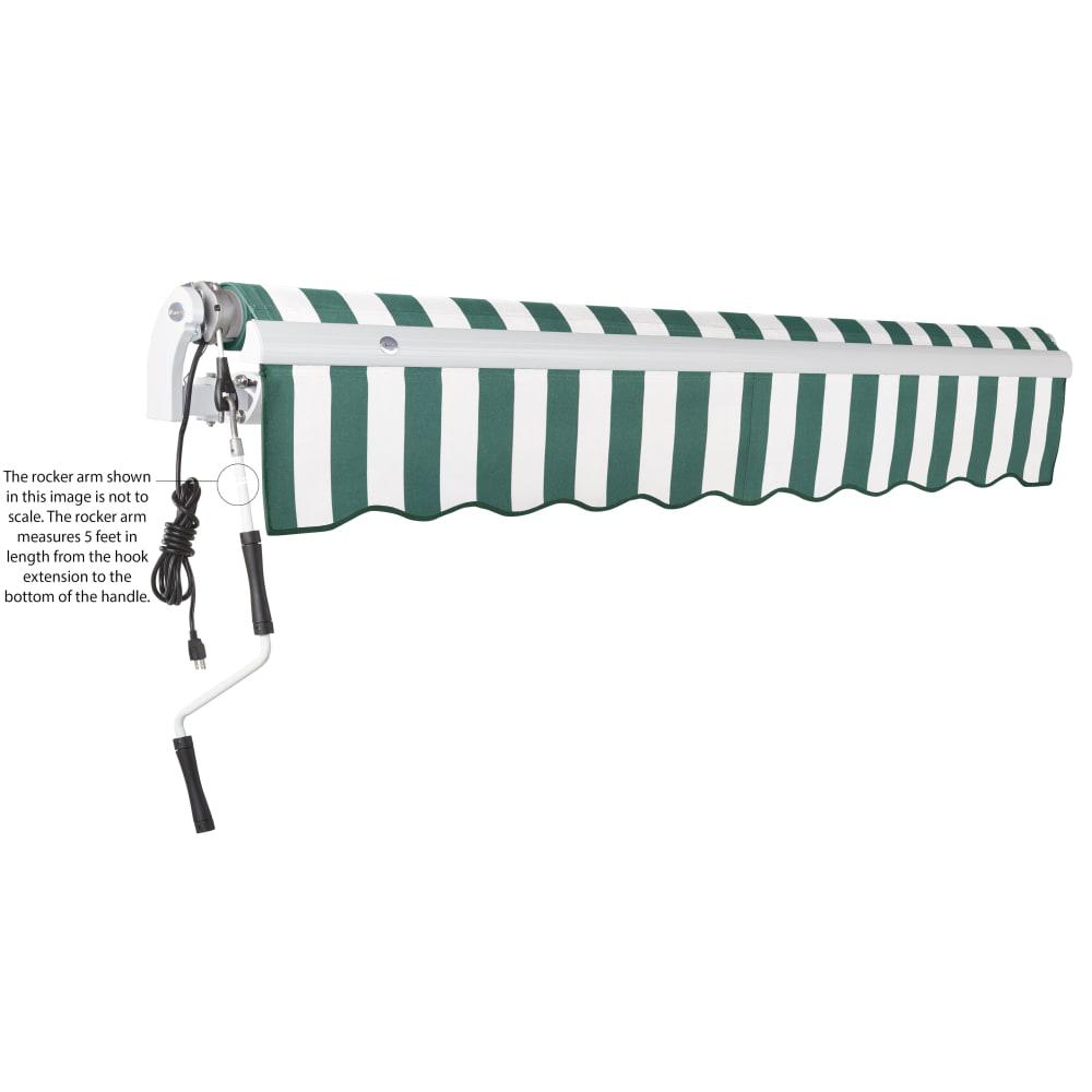 8' x 6.5' Maui Left Motorized Patio Retractable Awning, Forest/White Stripe. Picture 6