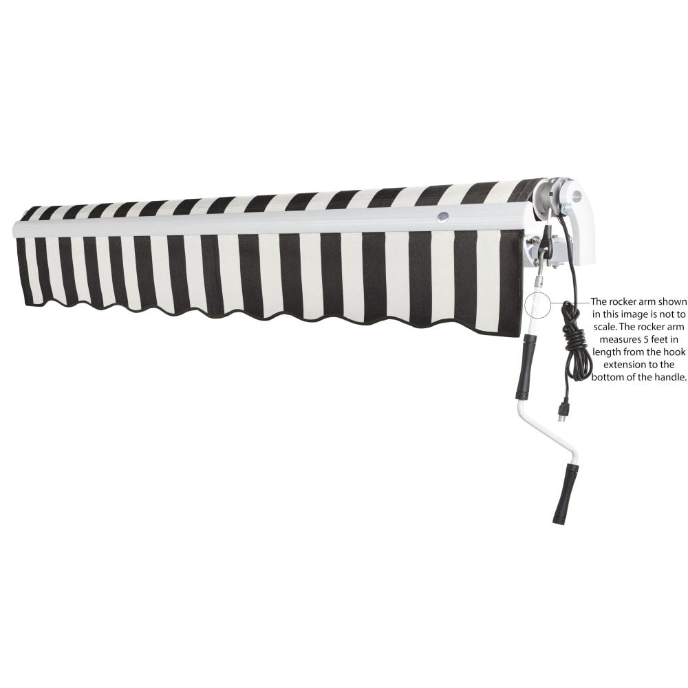 8' x 6.5' Maui Right Motorized Patio Retractable Awning, Black/White Stripe. Picture 6