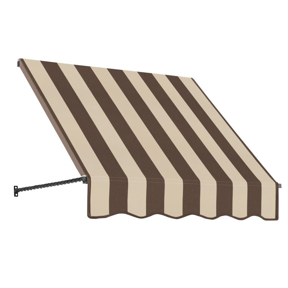 Awntech 4.375 ft Santa Fe Fixed Awning Acrylic Fabric, Brown/Tan Stripe. Picture 1