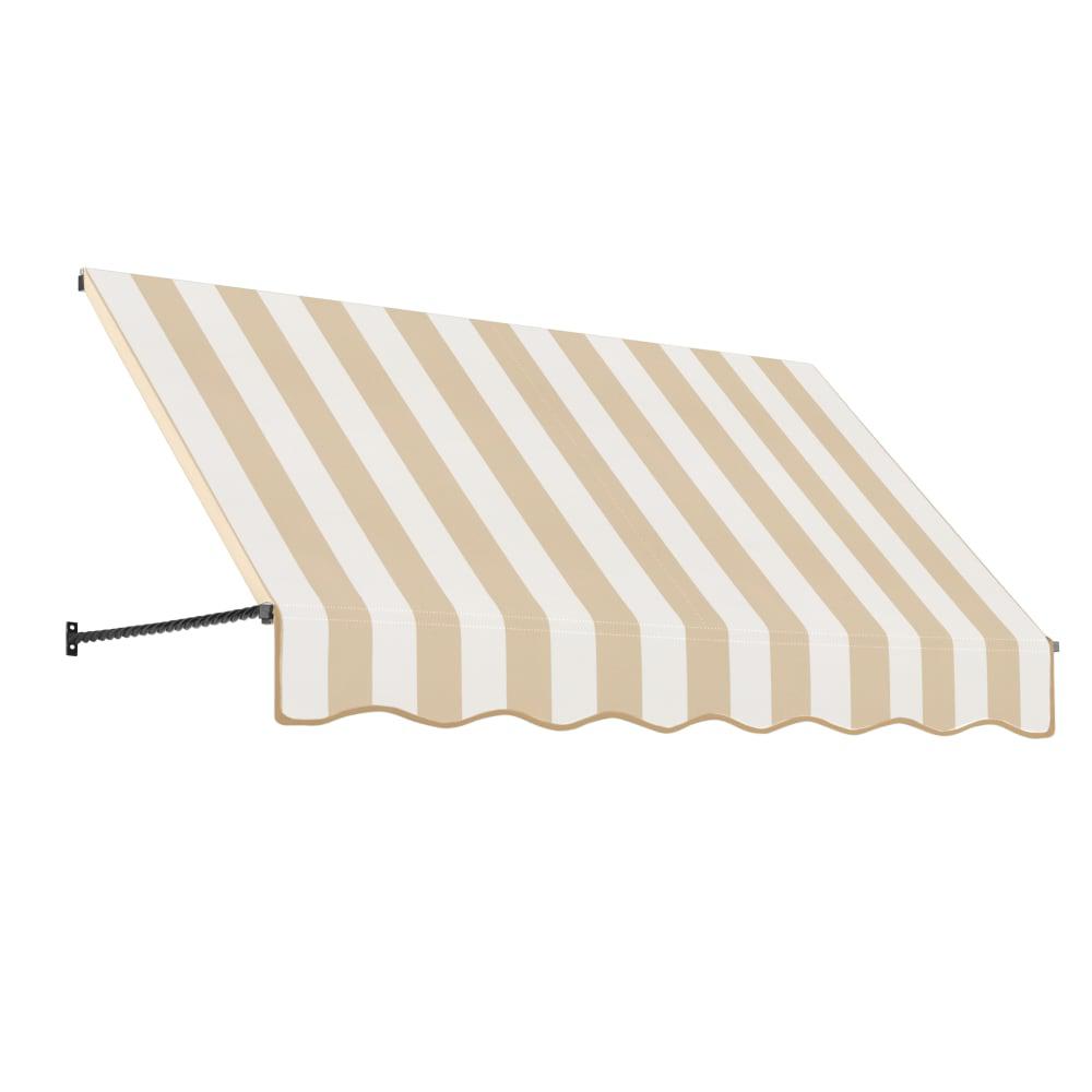 Awntech 7.375 ft Santa Fe Fixed Awning Acrylic Fabric, Linen/White Stripe. Picture 1