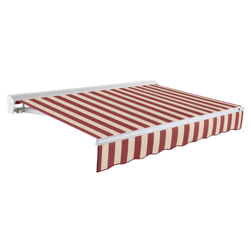 10' x 8' Destin Right Motorized Patio Retractable Awning, Burgundy/Tan Stripe. Picture 1