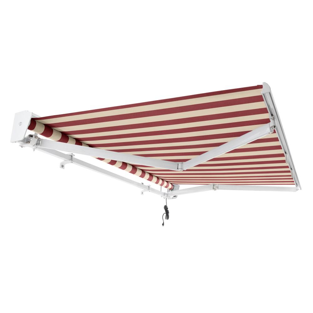 10' x 8' Destin Right Motorized Patio Retractable Awning, Burgundy/Tan Stripe. Picture 7