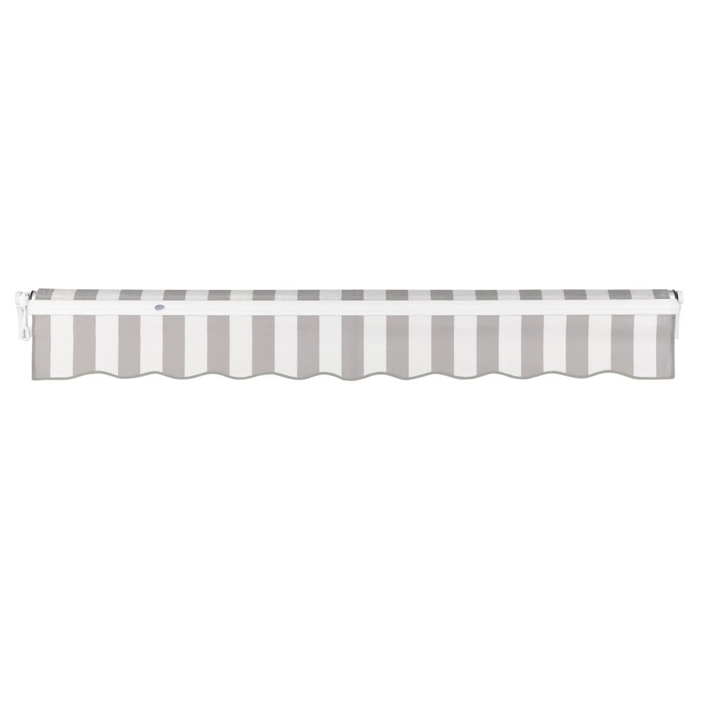 10' x 8' Maui Manual Patio Retractable Awning Acrylic Fabric, Gray/White Stripe. Picture 4