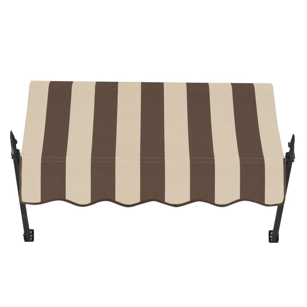 Awntech 3.375 ft New Orleans Fixed Awning Acrylic Fabric, Brown/Tan Stripe. Picture 2
