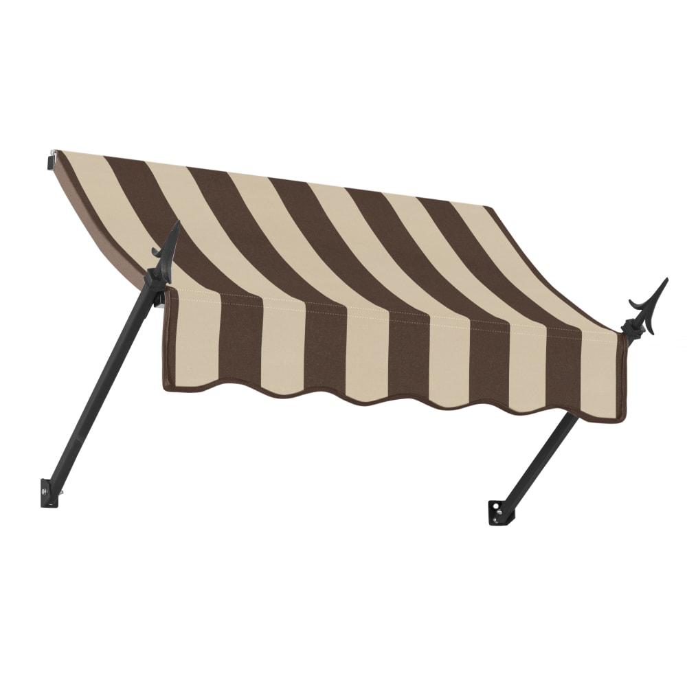 Awntech 3.375 ft New Orleans Fixed Awning Acrylic Fabric, Brown/Tan Stripe. Picture 1