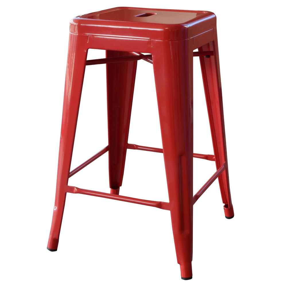AmeriHome Loft Red 24 Inch Metal Bar Stool - 4 Piece. Picture 2