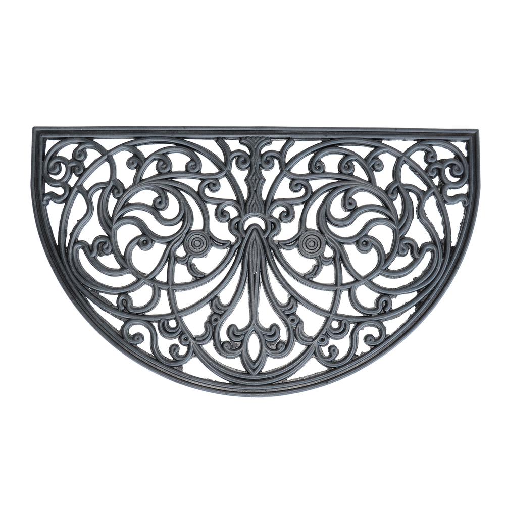 Arc Shape Decorative Scrollwork Rubber Entry Mat 18 in. x 30 in. 2 Piece Set. Picture 2