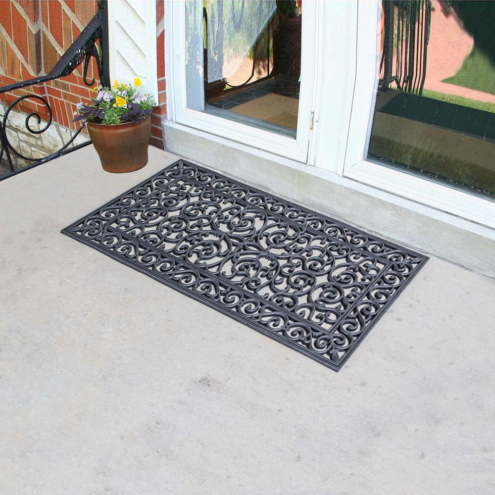 Decorative Scrollwork Entryway Rubber Mat Set - 5 Piece. Picture 4