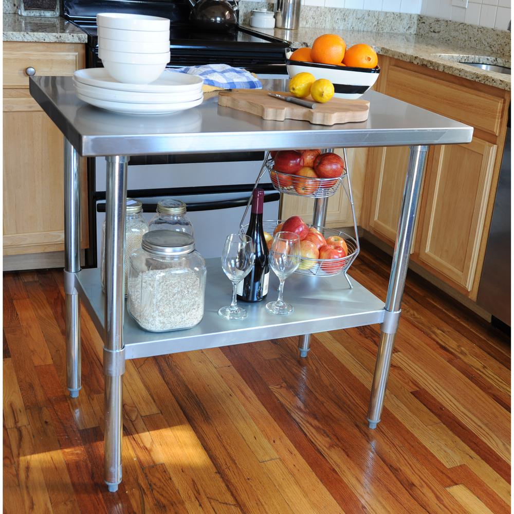 48" Stainless Steel Work Table with Casters & Shelf. Picture 4