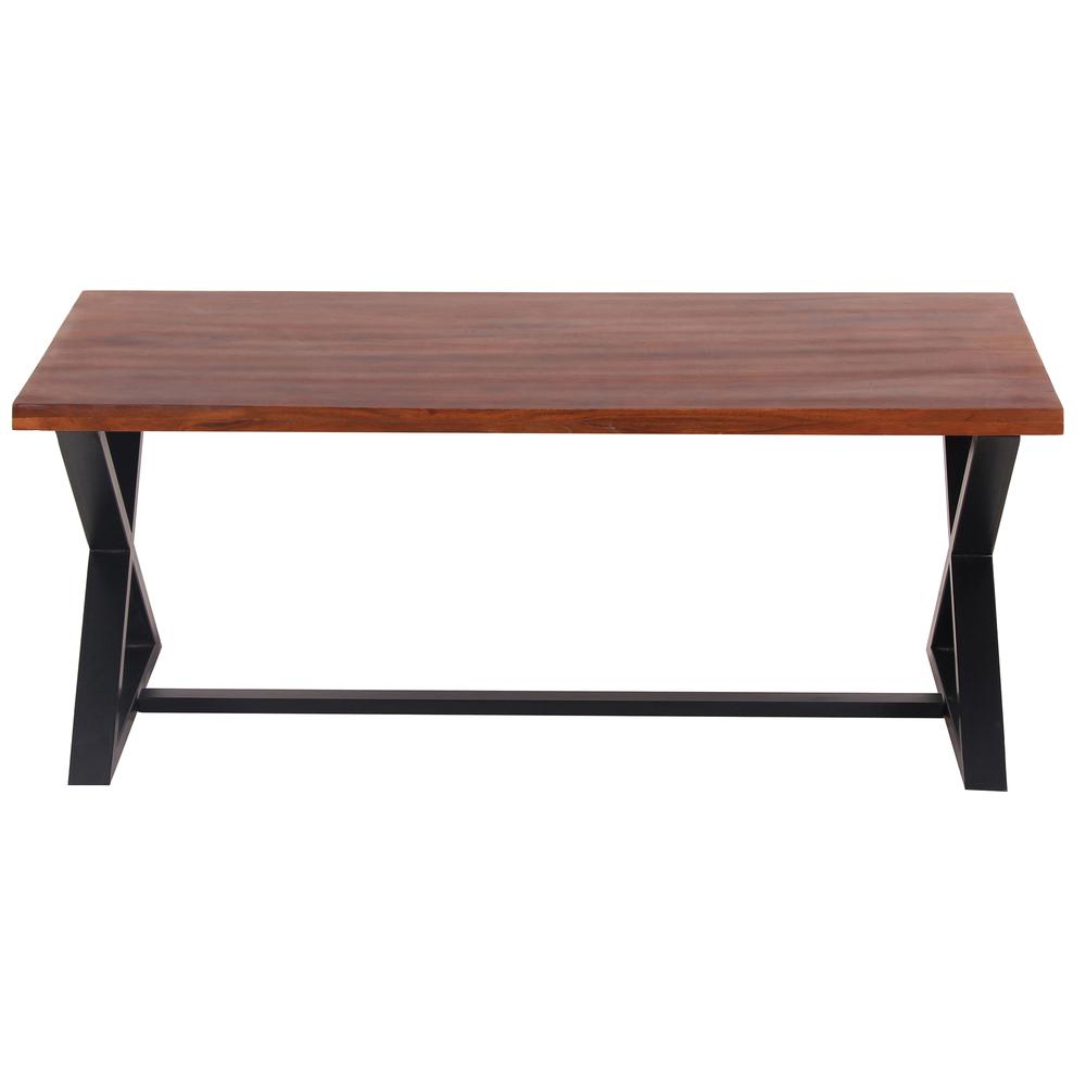 AmeriHome Acacia Wood Cross Leg Living Room Table Set. Picture 5