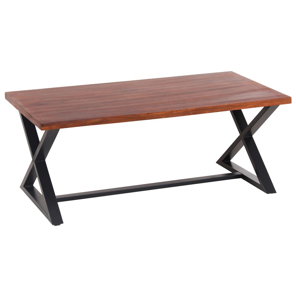 AmeriHome Acacia Wood Cross Leg Living Room Table Set. Picture 4