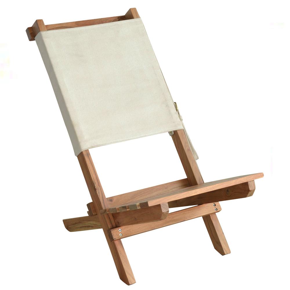 Acacia and Canvas Folding Chair. Picture 1