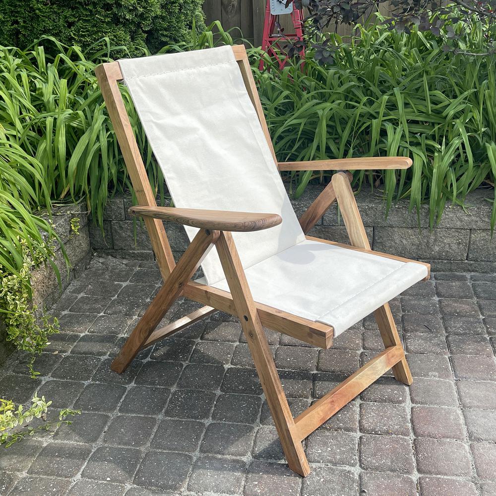 Acacia and Canvas Folding Arm Chair. Picture 4