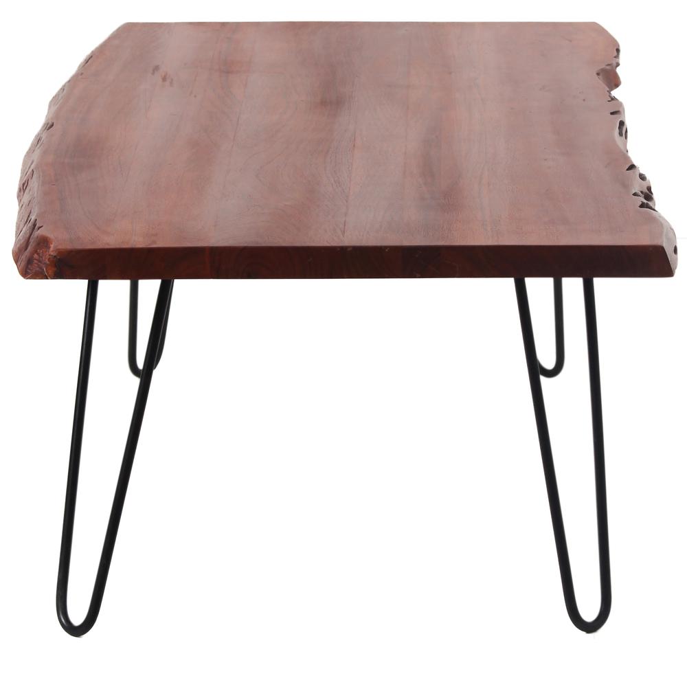 AmeriHome Acacia Live Edge Coffee Table with Hair Pin Legs. Picture 5