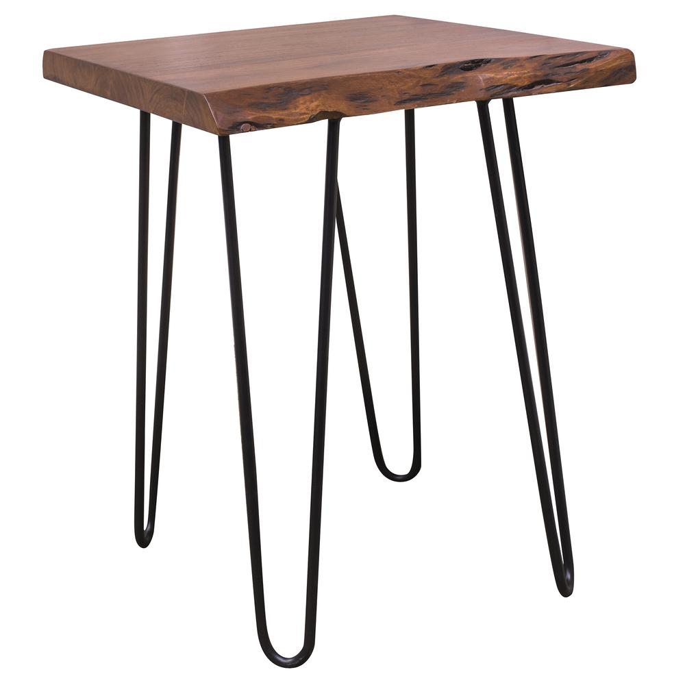 AmeriHome Acacia Live Edge End Table with Hair Pin Legs. Picture 5