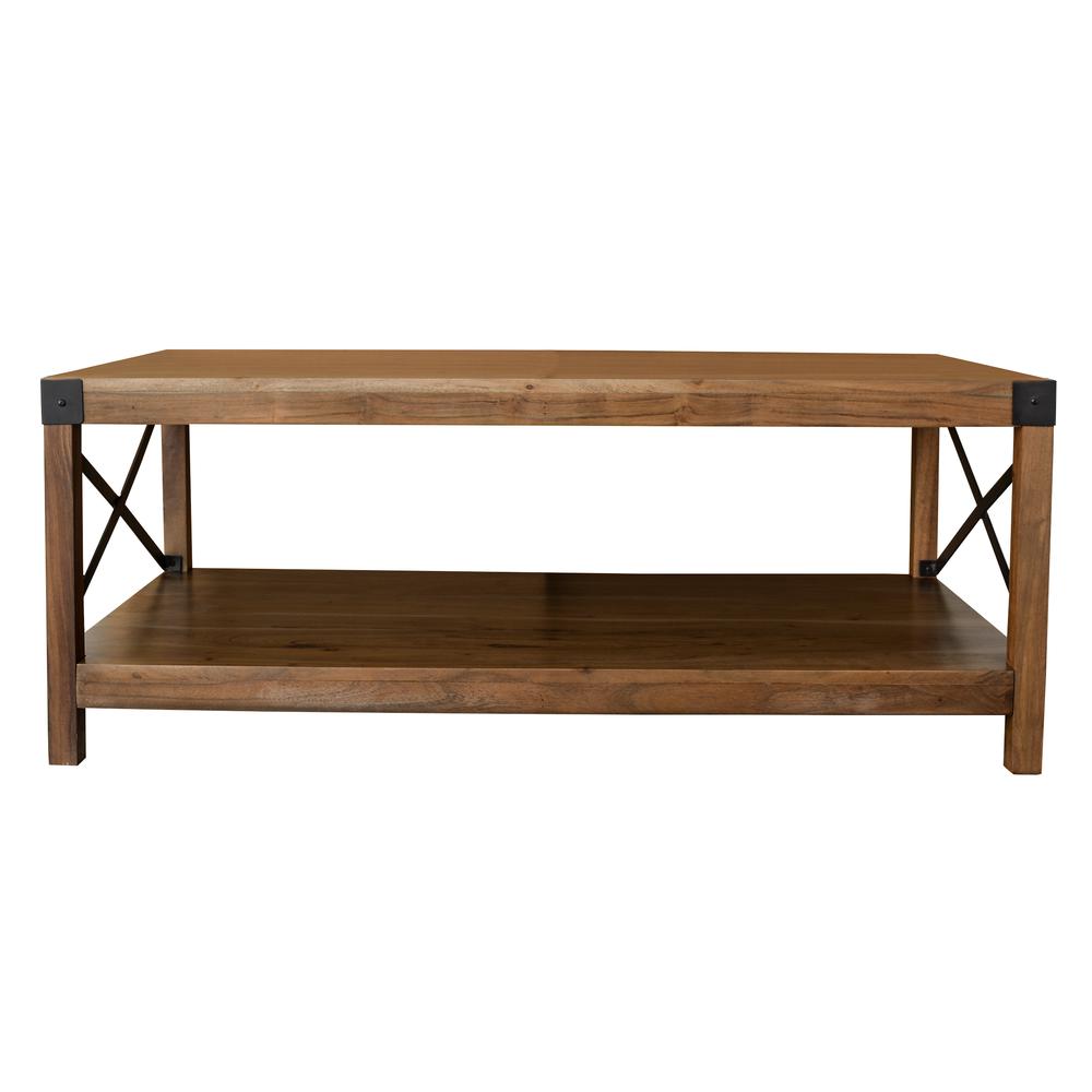 Acacia Wood Rustic Coffee Table. Picture 4