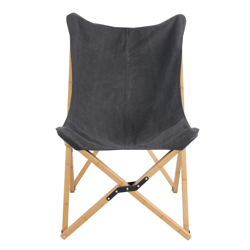 AmeriHome Canvas and Bamboo Butterfly Chair - Black. Picture 1