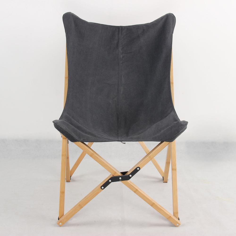 AmeriHome Canvas and Bamboo Butterfly Chair - Black. Picture 5