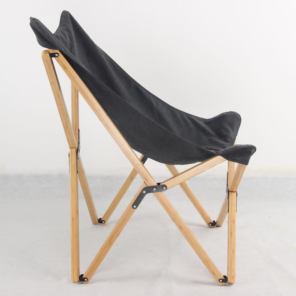 AmeriHome Canvas and Bamboo Butterfly Chair - Black. Picture 3