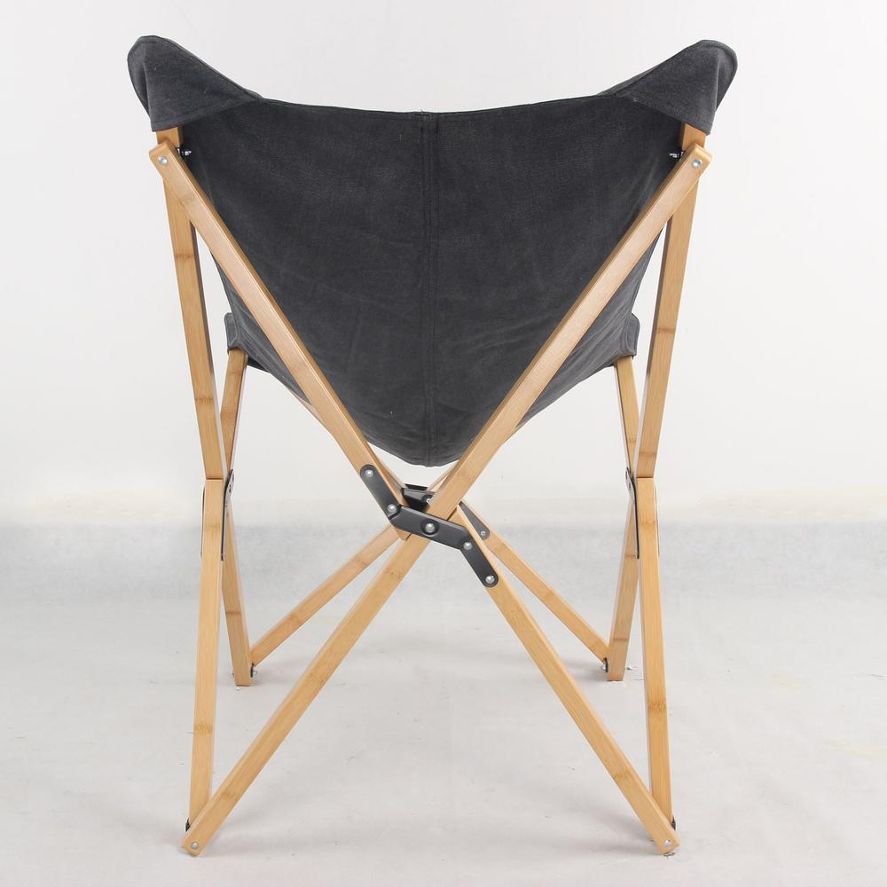 AmeriHome Canvas and Bamboo Butterfly Chair - Black. Picture 4