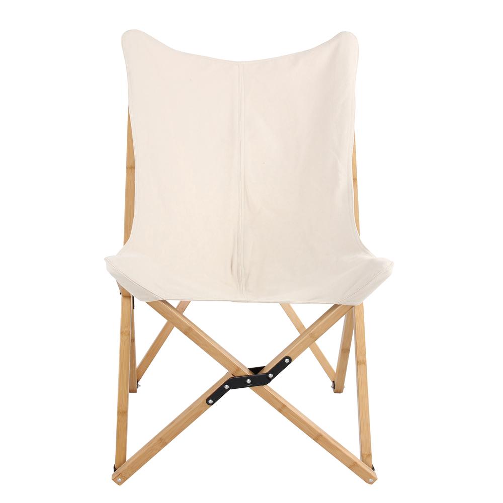 AmeriHome Canvas and Bamboo Butterfly Chair - White. Picture 1
